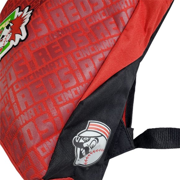 MLB Cincinnati Reds Heads Backpack 17.5 inch Tall in Red & Black Zippered Bag - Picture 6 of 9